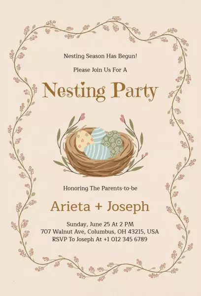 Nesting Season Delightful Baby Shower Invitation Template