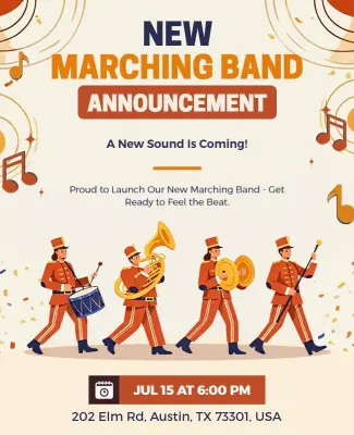 New Marching Band Launch Event Announcement Flyer Template