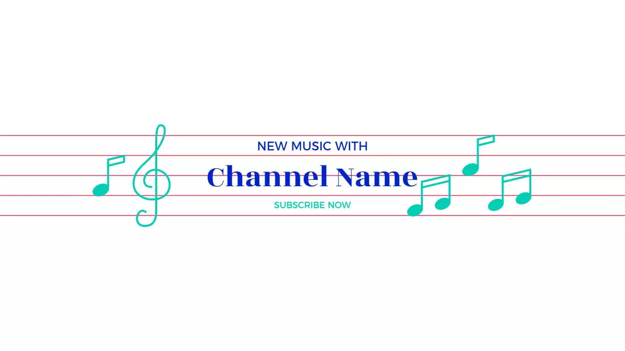 New Music with Colorful Notes and Lines YouTube Banner Template