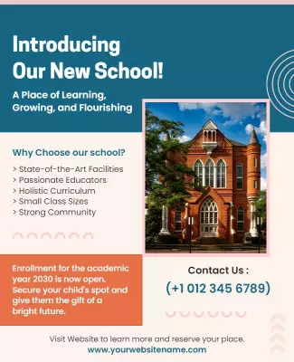 New School Enrollment Announcement Flyer Template
