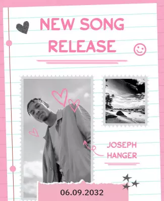 Playful Pink New Song Release Announcement Flyer Template