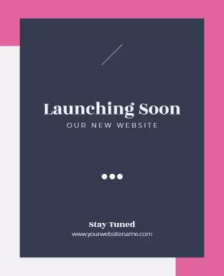 Modern Navy Blue and Pink Website Launch Announcement Flyer Template