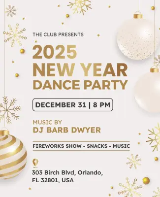 New Year 2025 Dance Party Celebration Flyer Template