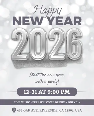 New Year 2026 Celebration Party Invitation Flyer Template
