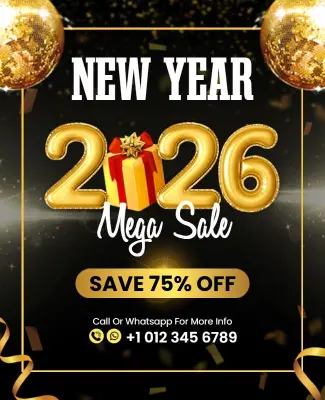 New Year 2026 Mega Sale Promotional Flyer Template