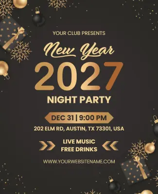 New Year 2027 Night Party Celebration Flyer Template