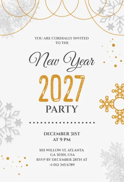 New Year 2027 Party Invitation Template