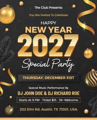 New Year 2027 Special Party Celebration Flyer Template