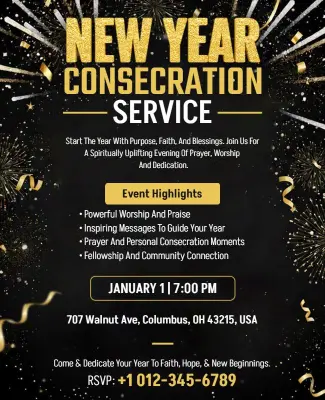 New Year Consecration Service Flyer Template