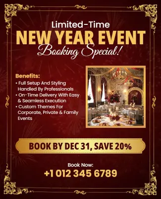 New Year Event Booking Promotion Flyer Template