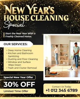 New Year House Cleaning Services Flyer Template