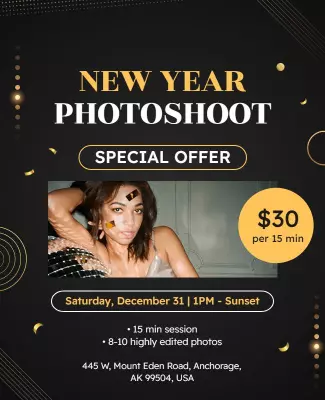 New Year Photoshoot Special Offer Flyer Template