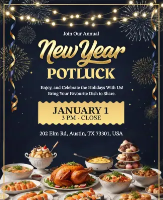New Year Potluck Celebration Flyer Template