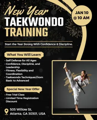New Year Taekwondo Training Event Flyer Template