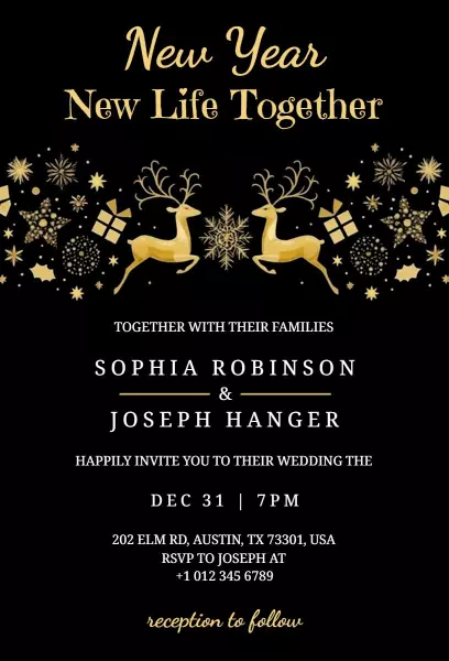 New Year Wedding Celebration Unite Invitation Template