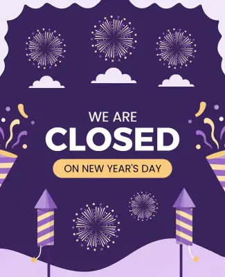 New Year's Day Closure Announcement Poster Template