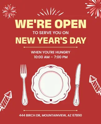 New Year's Day Restaurant Opening Poster Template
