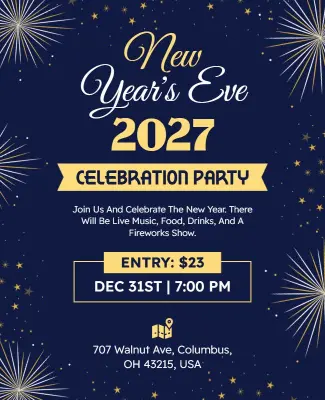 New Year's Eve 2027 Celebration Party Flyer Template
