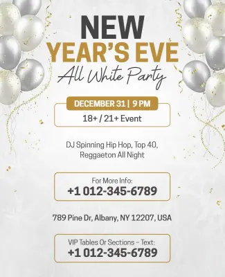 New Year's Eve All White Party Flyer Template