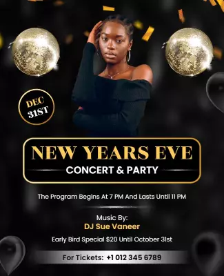 New Years Eve Concert and Party Flyer Template