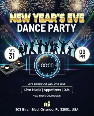 New Year's Eve Dance Party Flyer Template