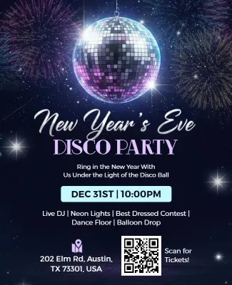 New Year's Eve Disco Party Flyer Template