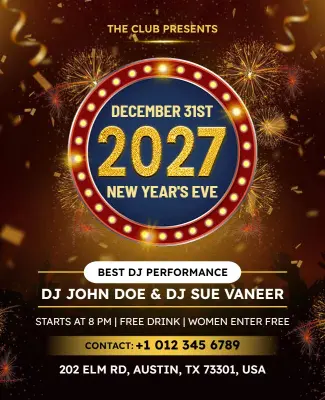 New Year's Eve DJ Performance Flyer Template