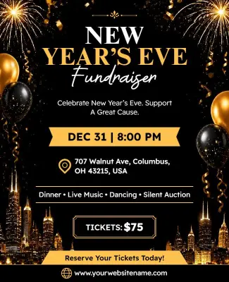 New Year's Eve Fundraiser Event Flyer Template