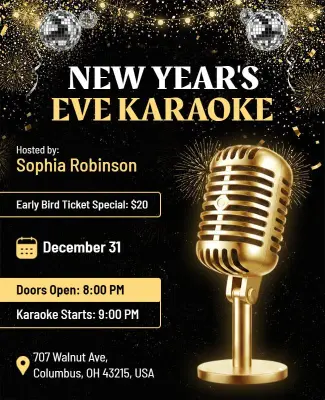 New Year's Eve Karaoke Event Flyer Template