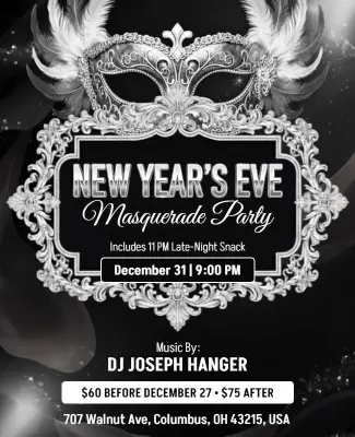 New Year's Eve Masquerade Party Flyer Template