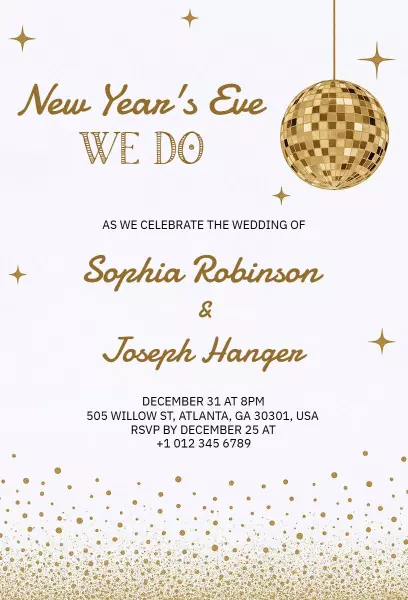 New Year’s Eve Wedding Celebration Invitation Template