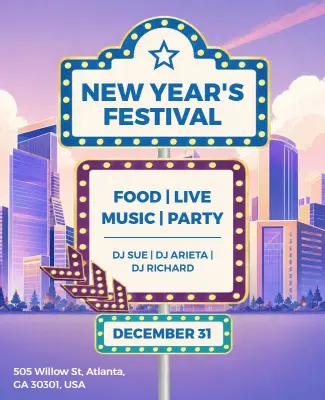 New Year's Festival Celebration Poster Template