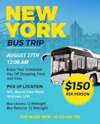 New York City Bus Trip Flyer Template