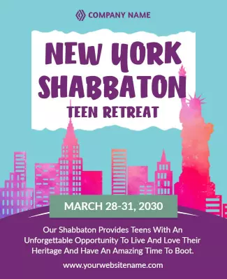 New York Shabbaton Teen Retreat Flyer Template