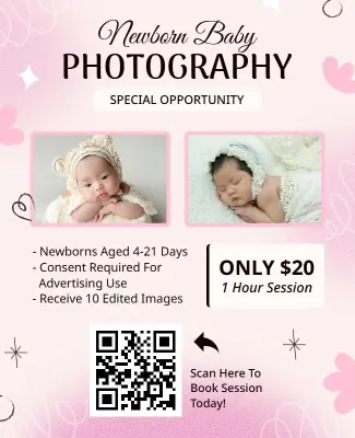 Newborn Baby Photography Session Poster Template