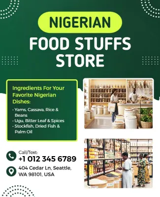 Nigerian Food Stuffs Store Promotional Flyer Template
