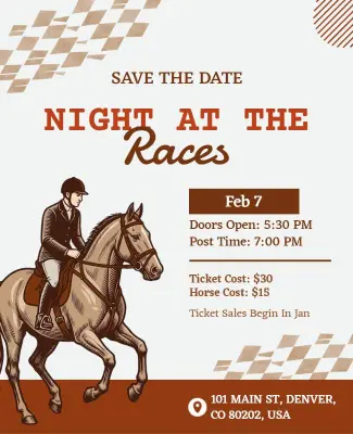 Night at the Races Event Poster Template