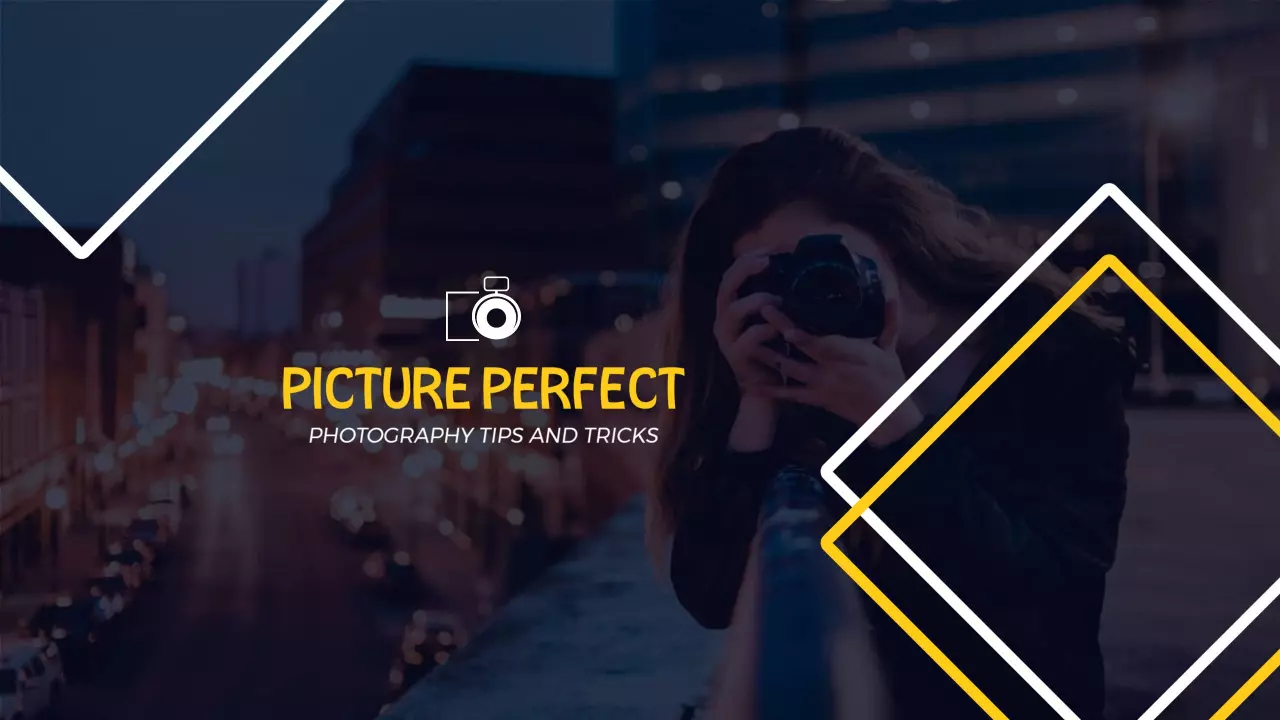 Night Photography Tips with Bold Yellow Accent YouTube Banner Template