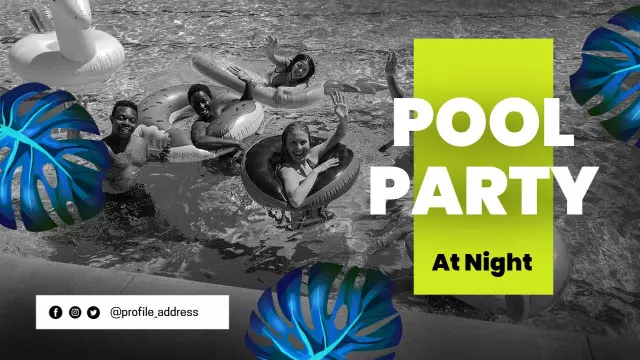 Night Pool Party Fun Celebration YouTube Thumbnail Template