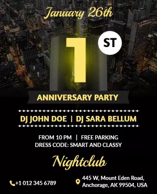 Nightclub Anniversary Celebration Party Flyer Template