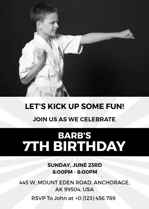 Ninja Themed Kids Birthday Celebration Invitation Template