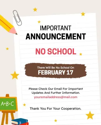 No School Closure Announcement Flyer Template