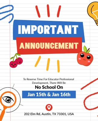 No School Closure Important Announcement Flyer Template