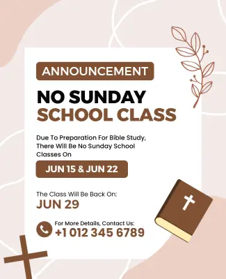 No Sunday School Preparation Announcement Flyer Template