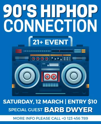Nostalgic Blue 90's Hip-Hop Event Connection Poster Template
