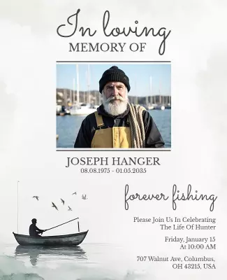 Nostalgic Watercolor Fishing Memorial Tribute Poster Template
