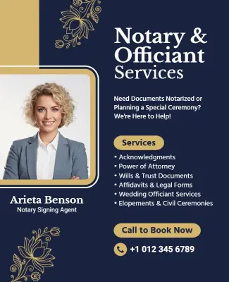 Notary and Officiant Services Promotion Flyer Template