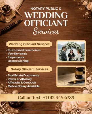 Notary and Wedding Officiant Services Flyer Template