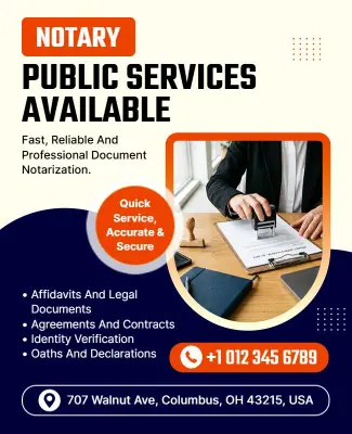 Notary Public Services Availability Poster Template