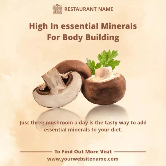 Nourishing Mushroom Dish for Bodybuilding at Restaurant Ad Template